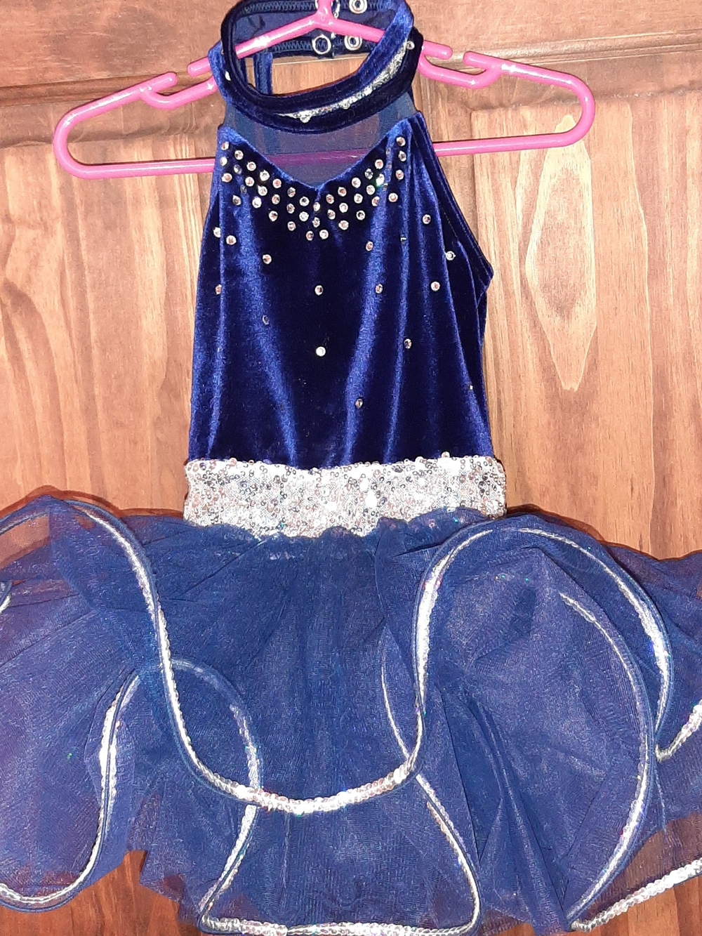 Weissman Girls Blue Sequined/Rhinstone Velvet Tutu Dress Size XSC EUC